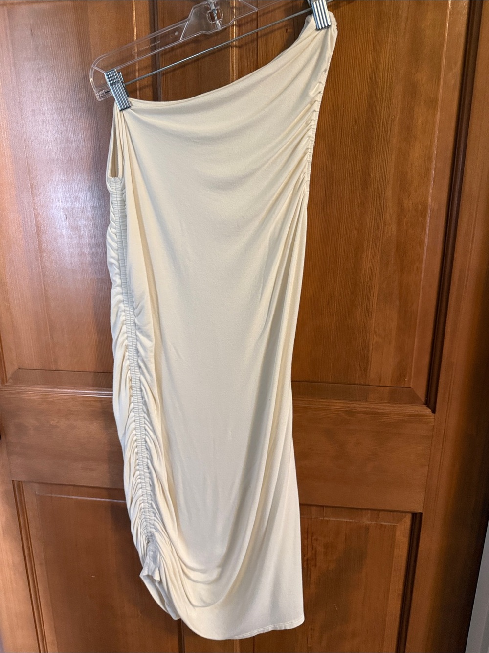 a new day Cream Asymmetrical One-Shoulder Ruched Skirt